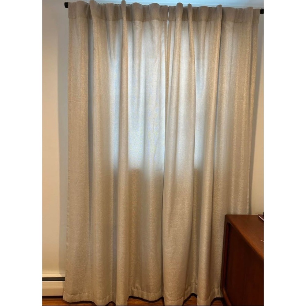 Four Blackout Curtain Panels Rod Pole Pocket Shimmery Grey Midweight 46"x91"
